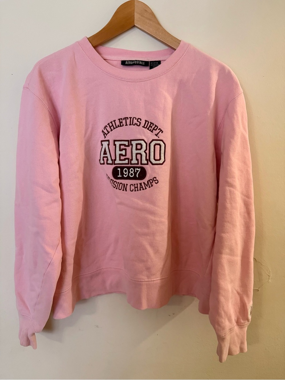Aeropostale Pink Crewneck Sweatshirt with AERO 1987 Logo